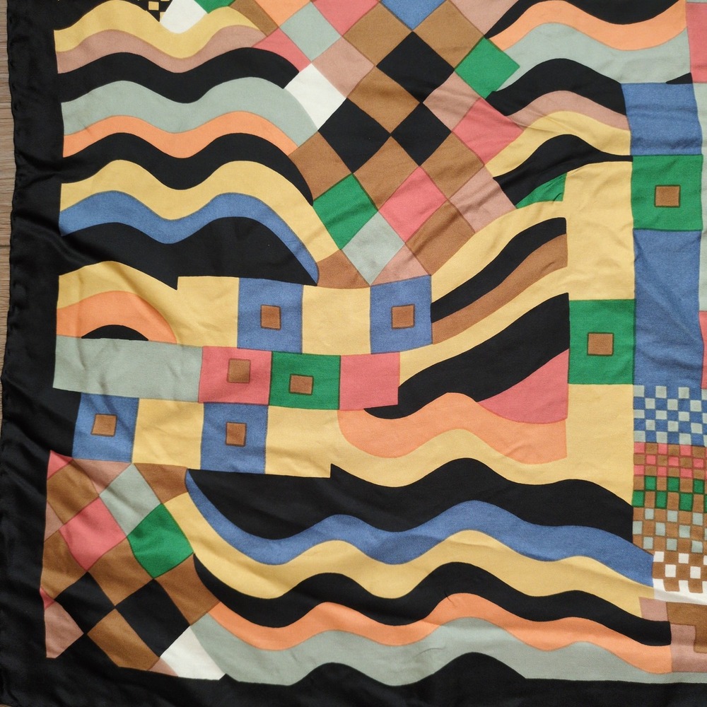 Vtg Liberty of London Silk Scarf Collier Campbell Bauhaus Geometric Abstract - Picture 9 of 9